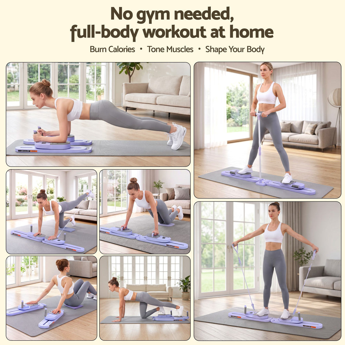Abdominal Trainer Machine Core Glider Split Home Gym Equipment Purple