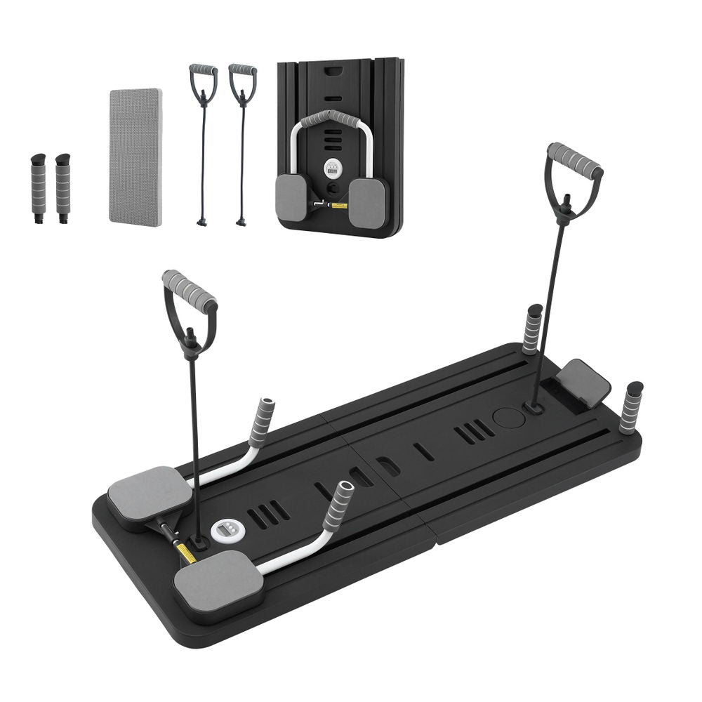 Pilates Board Foldable Reformer Multi Functional Exercise Trainer Black