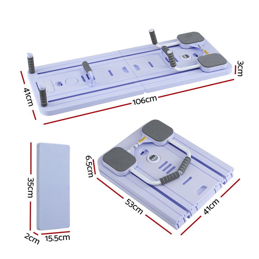 Pilates Board Foldable Reformer Multi Functional Exercise Trainer Purple