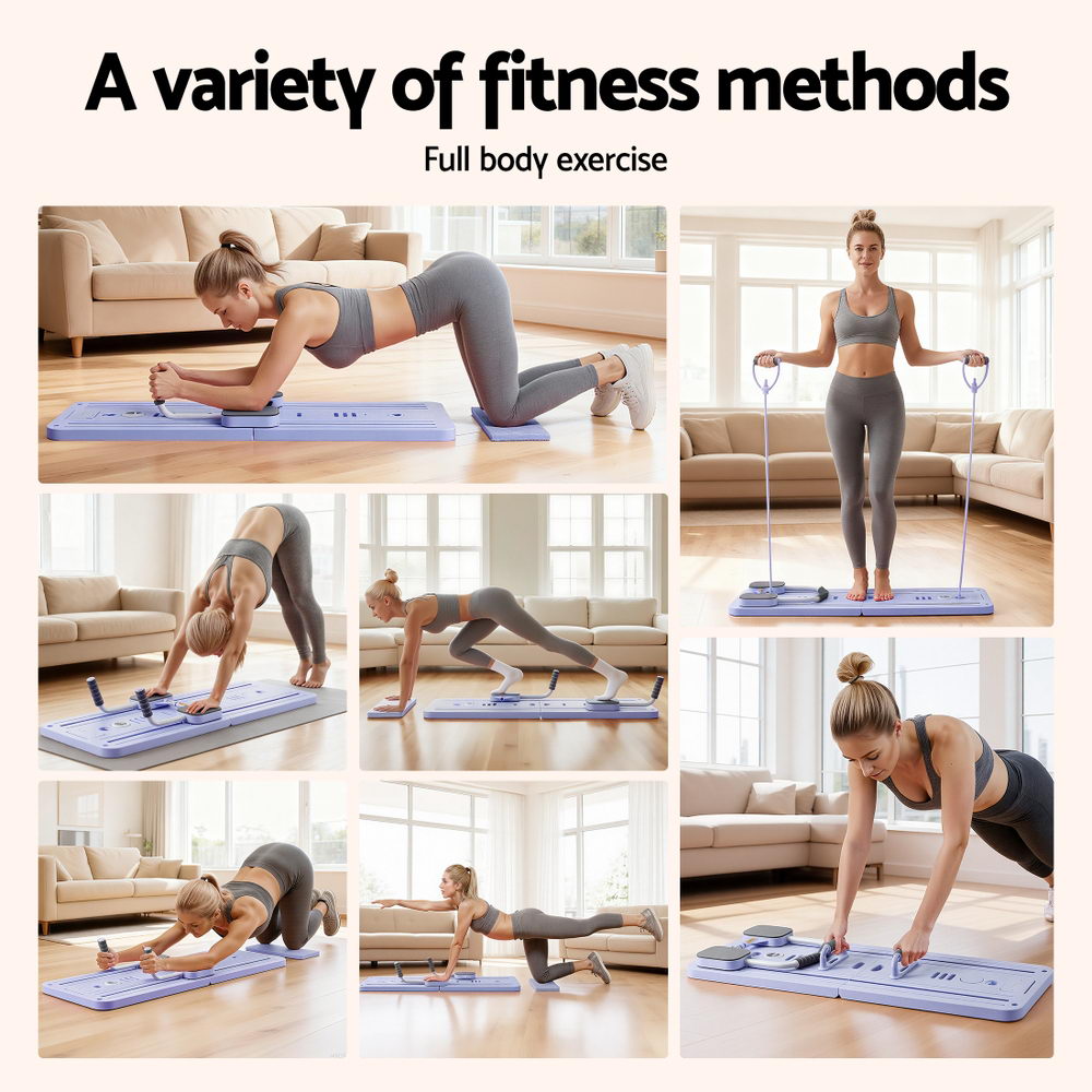 Pilates Board Foldable Reformer Multi Functional Exercise Trainer Purple