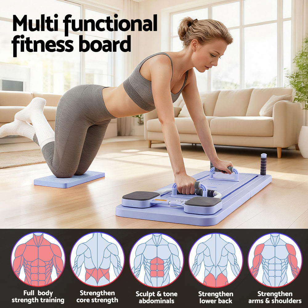 Pilates Board Foldable Reformer Multi Functional Exercise Trainer Purple