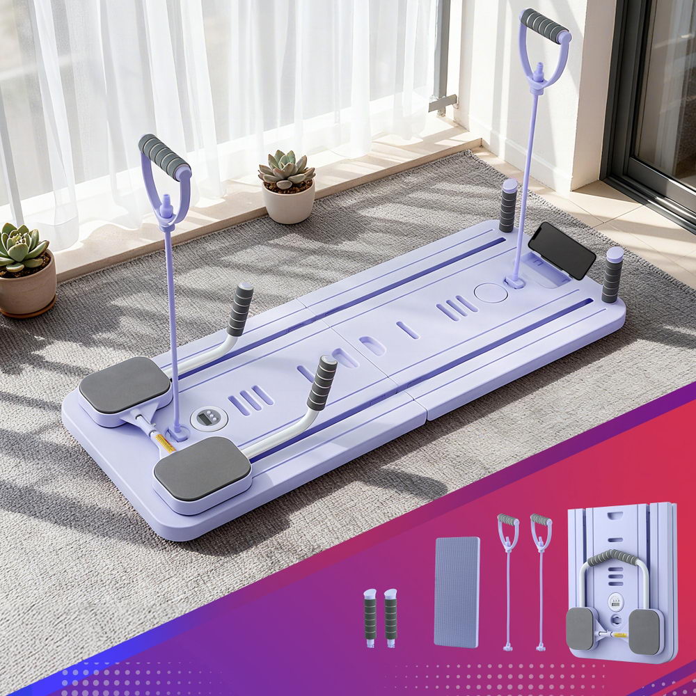 Pilates Board Foldable Reformer Multi Functional Exercise Trainer Purple