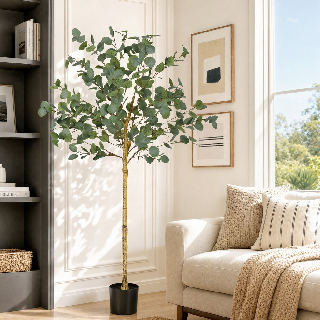 150cm Artificial Eucalyptus Tree with Realistic Textured Leaves for Indoor Home Office