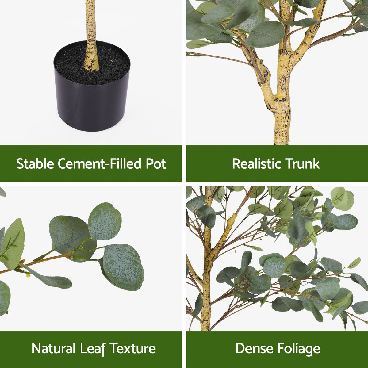 150cm Artificial Eucalyptus Tree with Realistic Textured Leaves for Indoor Home Office
