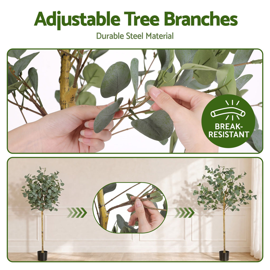 150cm Artificial Eucalyptus Tree with Realistic Textured Leaves for Indoor Home Office