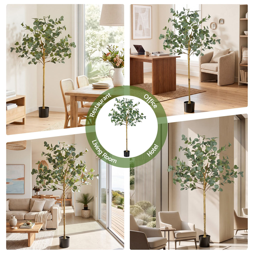 150cm Artificial Eucalyptus Tree with Realistic Textured Leaves for Indoor Home Office