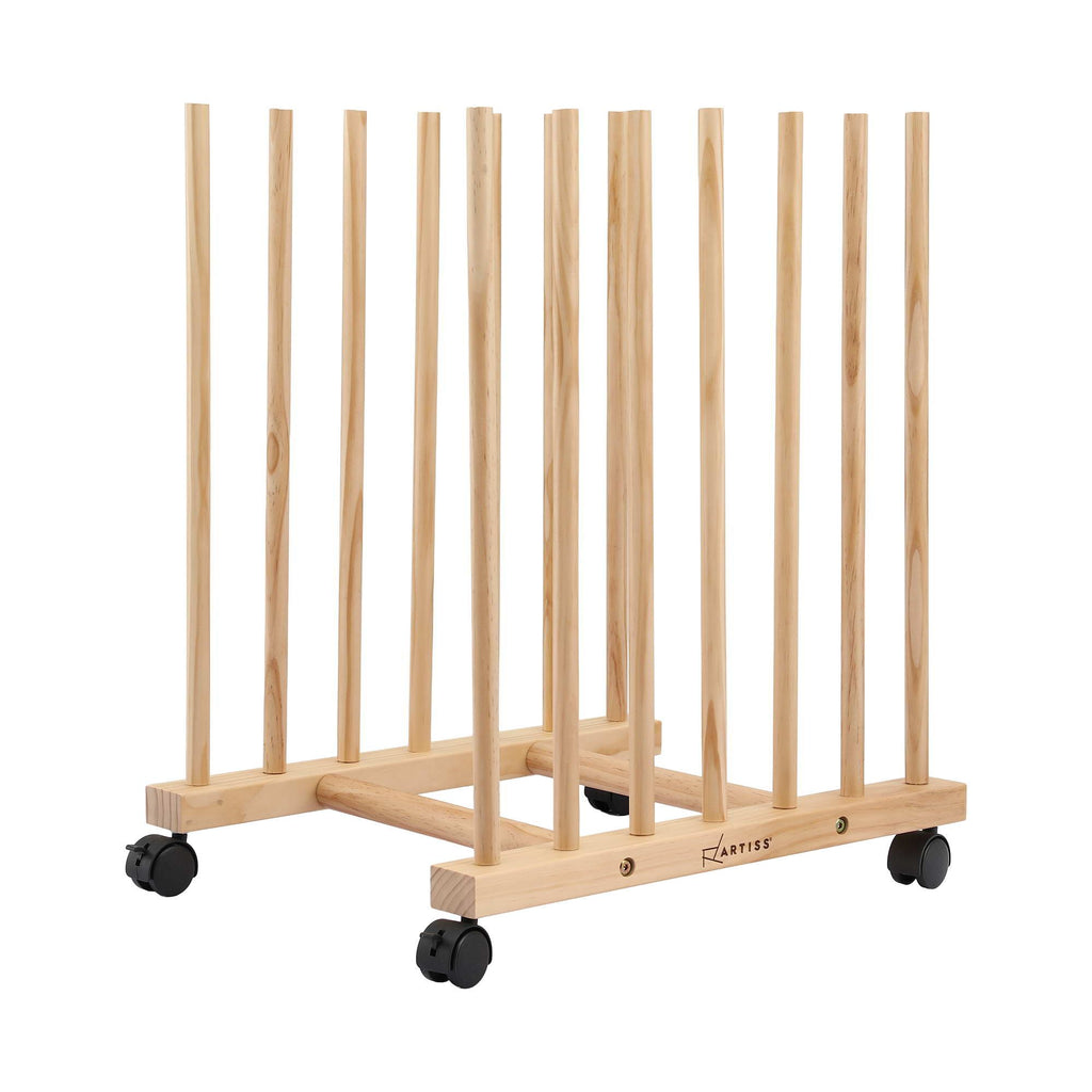 Wooden Art Drying & Canvas Storage Rack with Caster Wheels for Studio,Galleries,Classroom