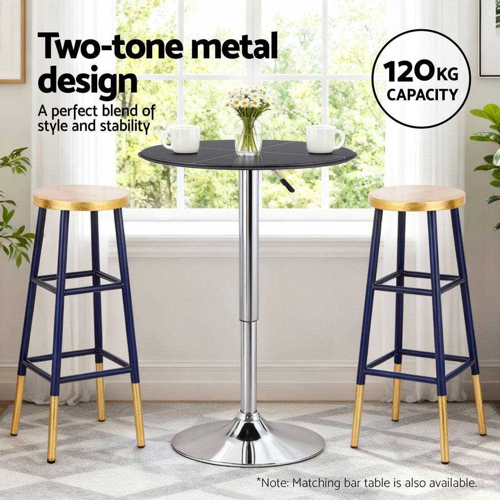 Bar Stools Metal Gold Navy