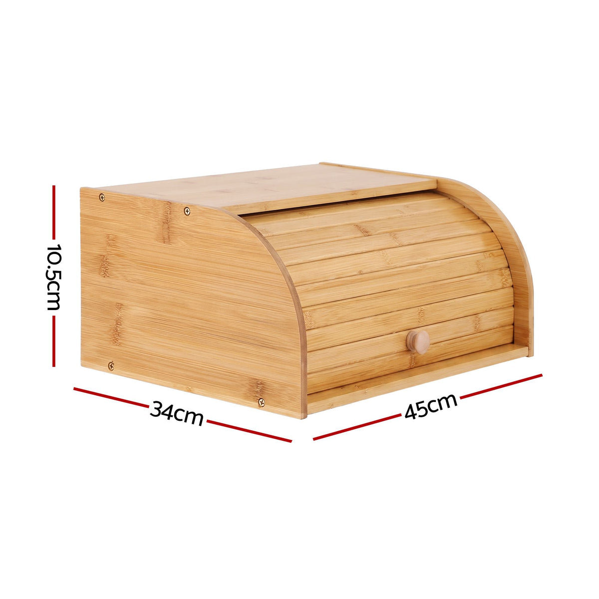 Bamboo Bread Box Bin Roll Top Kitchen Countertop Storage 45cm Natural