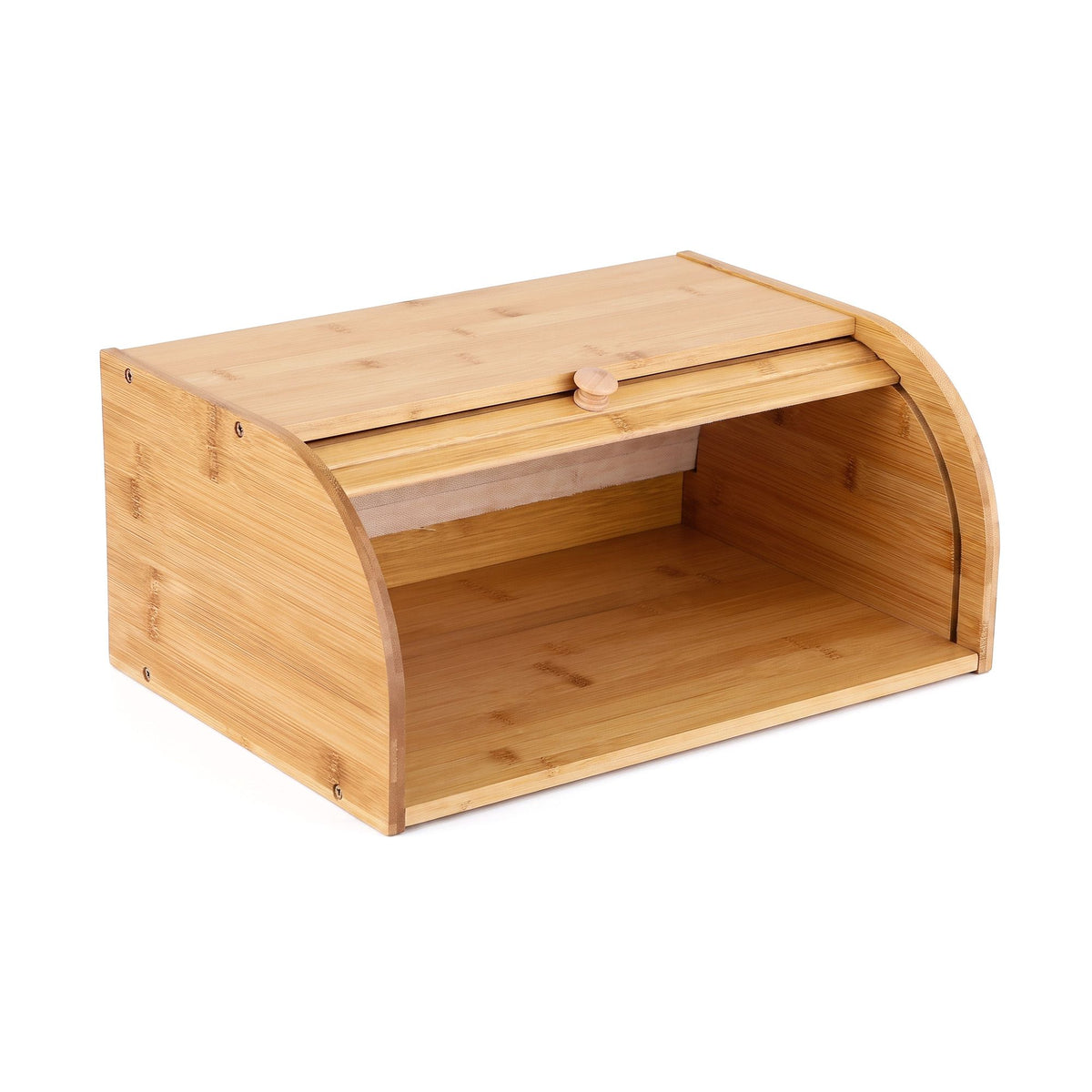 Bamboo Bread Box Bin Roll Top Kitchen Countertop Storage 45cm Natural