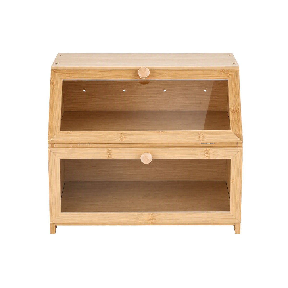 Bamboo Bread Box 2-Tier Kitchen Countertop Storage 39cm Natural