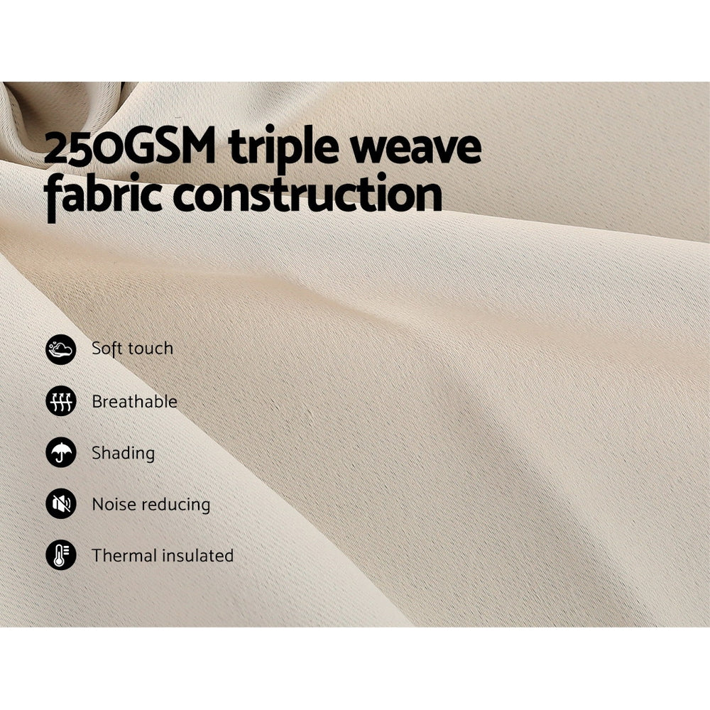 2X Blockout Curtains Eyelet 140x230cm Beige