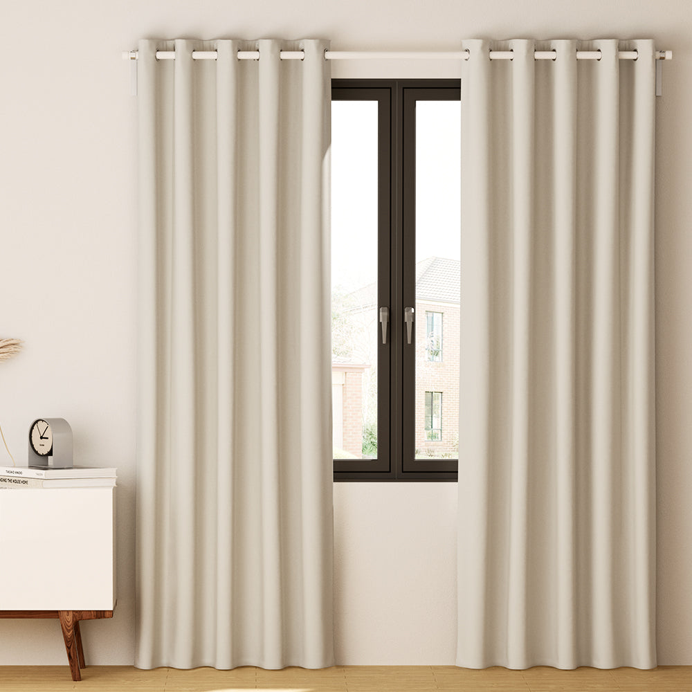 2X Blockout Curtains Eyelet 180x213cm Beige
