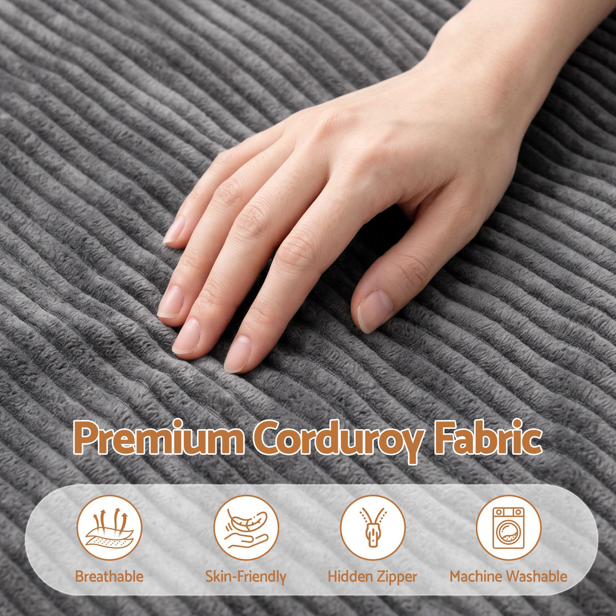 3 in 1 Bean Bag Chair Cover (No Filler) Convertible Bean Bag for Adults, Corduroy Stuffed