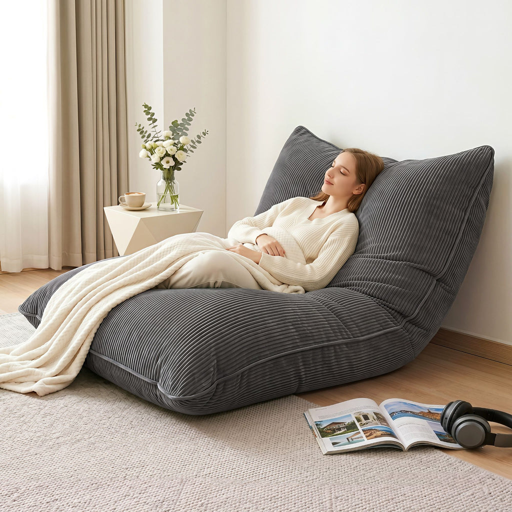 3 in 1 Bean Bag Chair Cover (No Filler) Convertible Bean Bag for Adults, Corduroy Stuffed