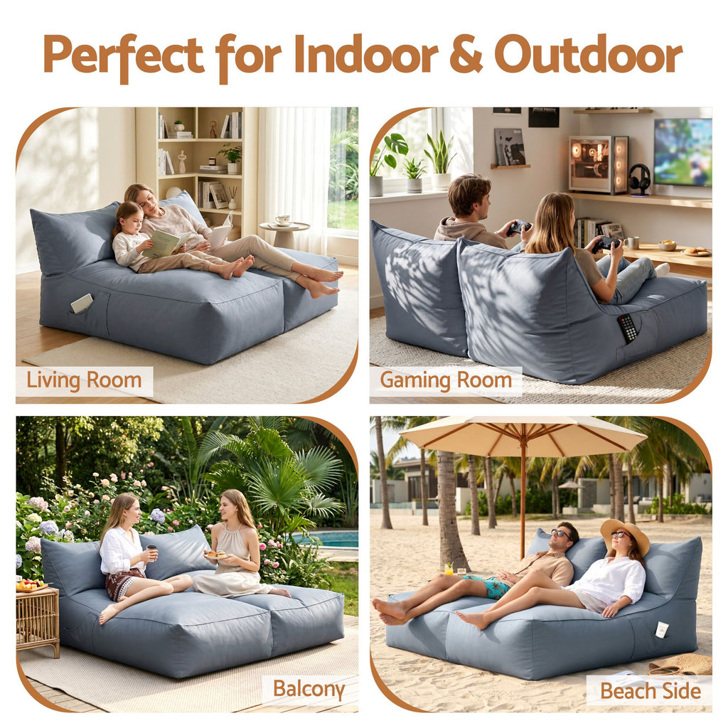 Outdoor Bean Bag Chair Cover (No Filler) 2 Seater Beanbag Lounge Sofacover Adults