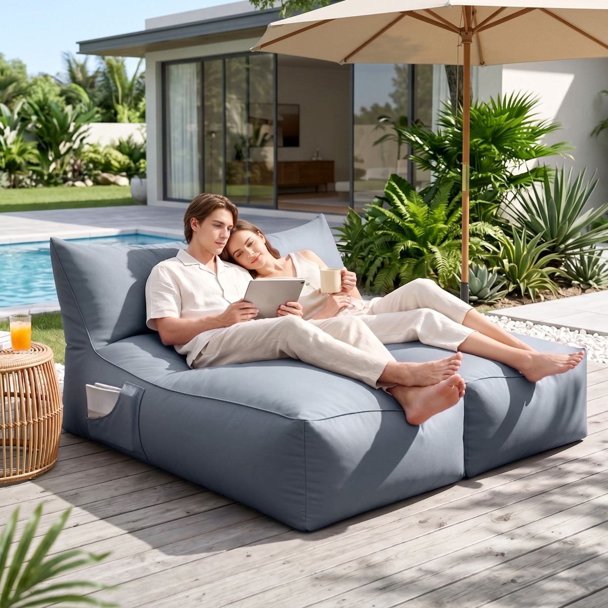 Outdoor Bean Bag Chair Cover (No Filler) 2 Seater Beanbag Lounge Sofacover Adults