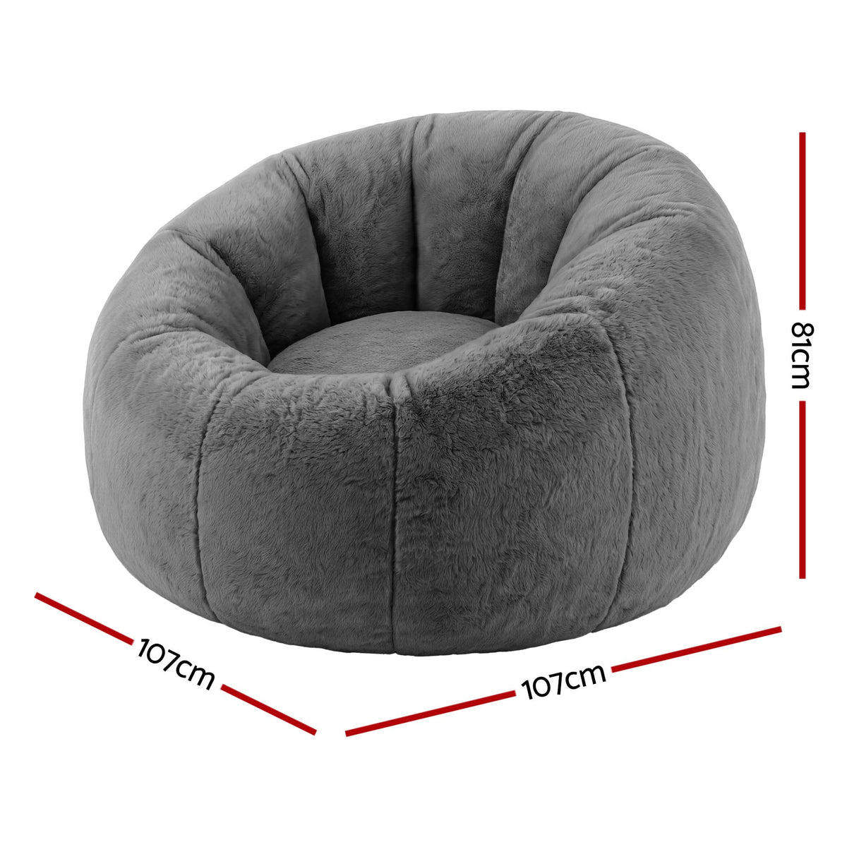 Bean Bag Chair Cover (No Filler) Soft Faux Fur Beanbag Cover Large Round Stuffed Animal