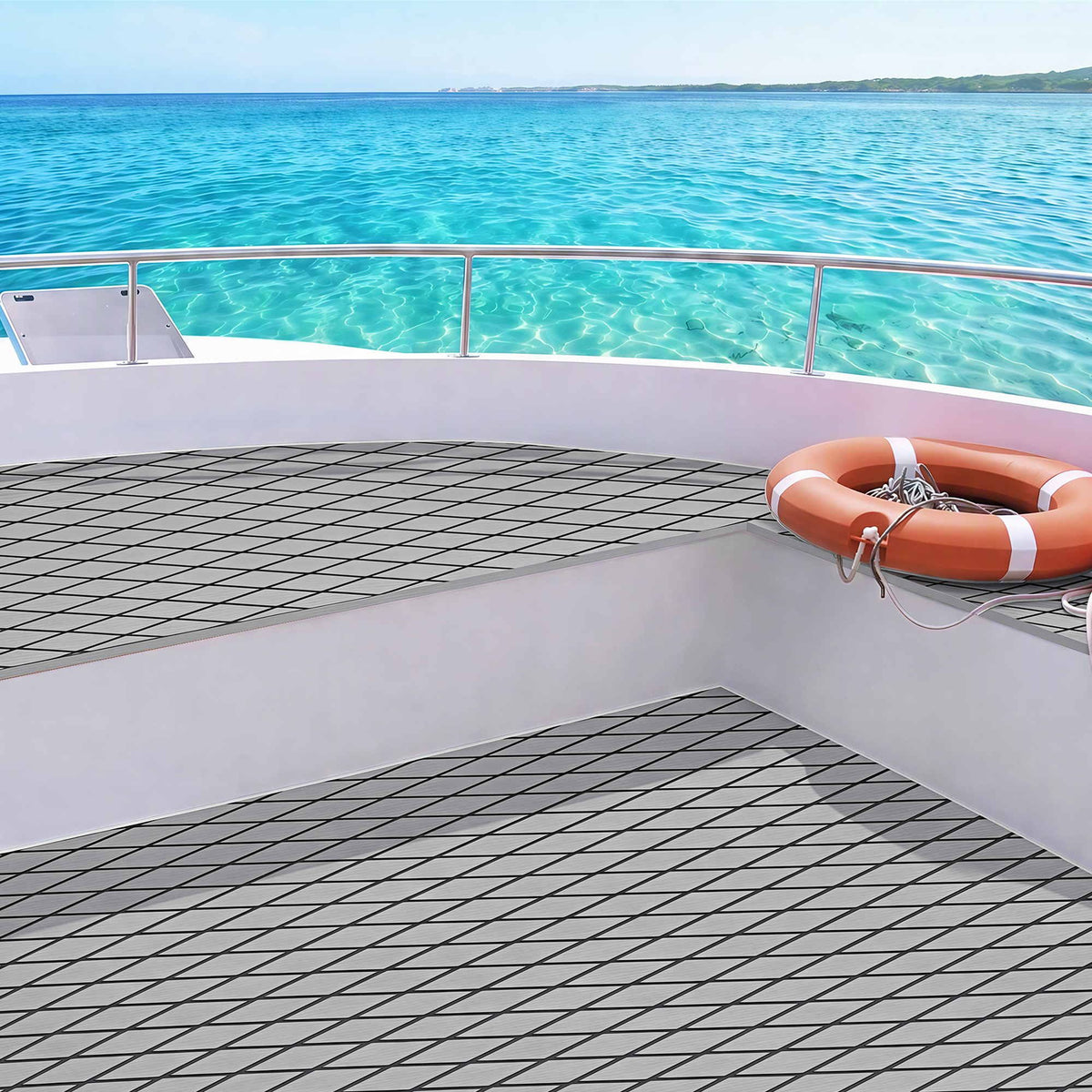 EVA Foam Boat Flooring Deck Mat 240x90cm 6mm Diamond Light Grey