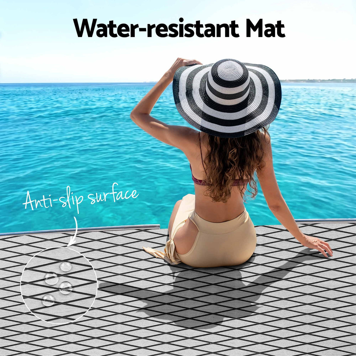 EVA Foam Boat Flooring Deck Mat 240x90cm 6mm Diamond Light Grey