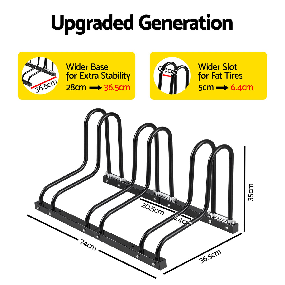3 Bike Floor Stand Rack Fits 20"-29" MTB Tires for Garage Storage