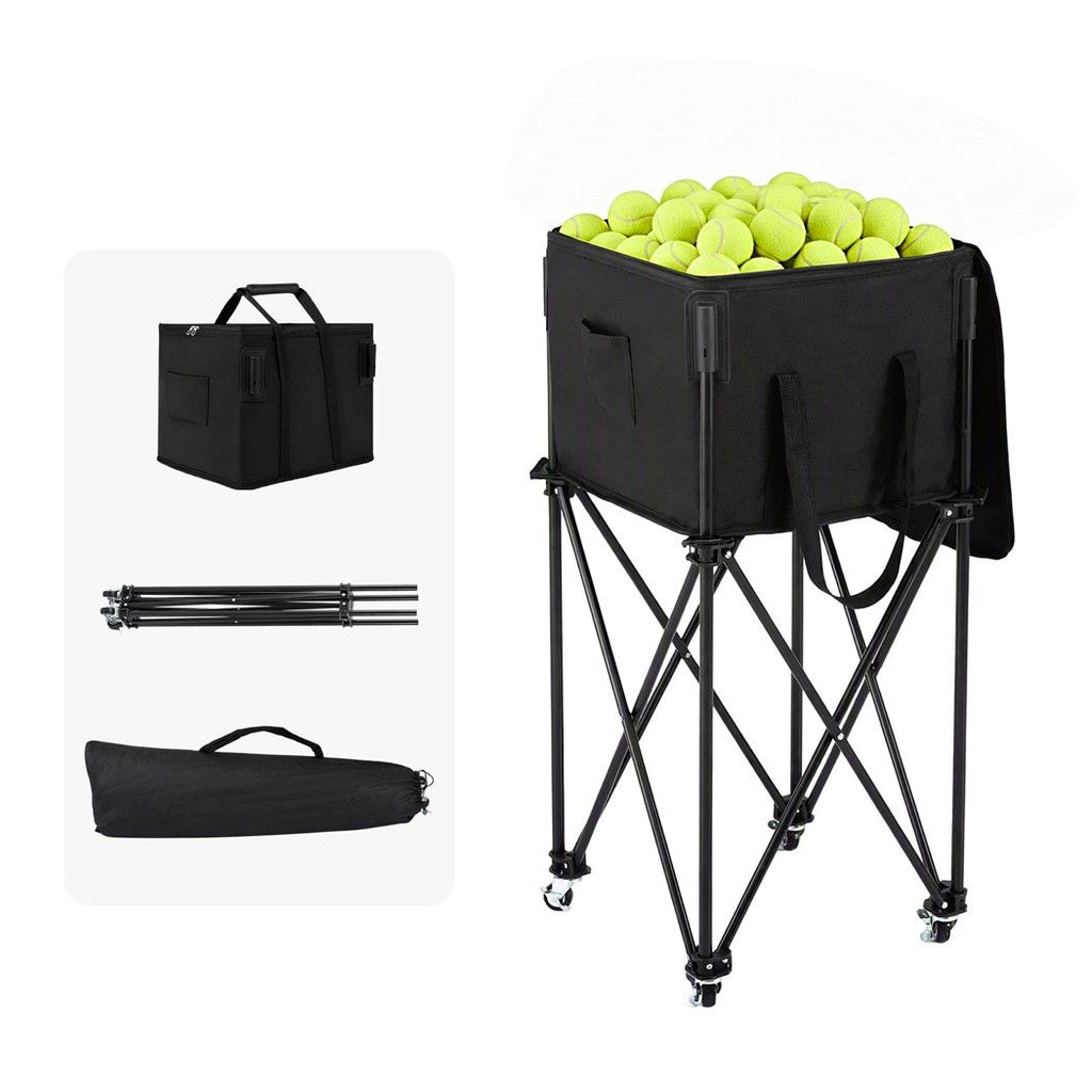 Foldable Tennis Hopper Stand with Wheels Holds Up to 150 Balls