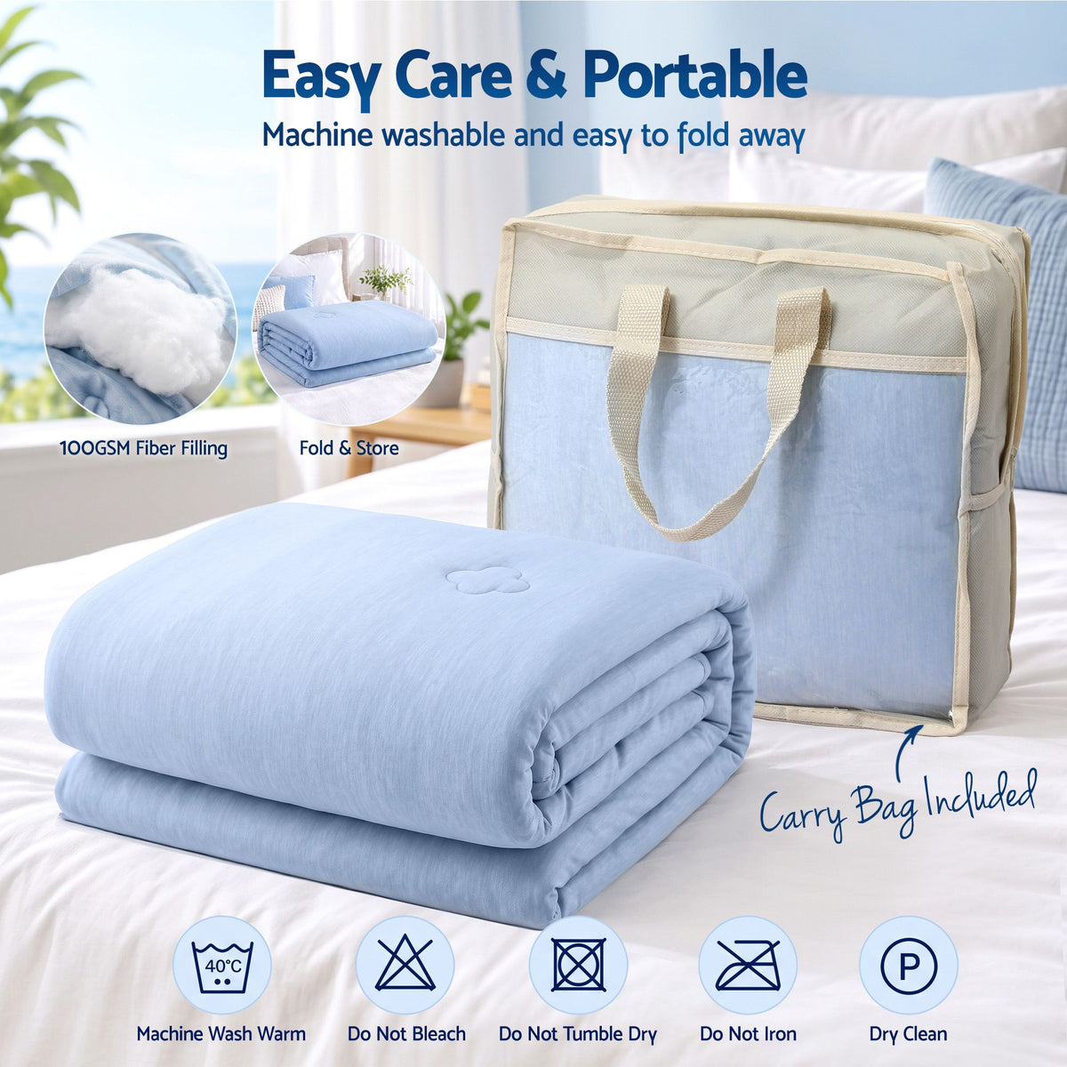 Cooling Blanket 210cm x 210cm Queen Summer Quilt Sleepers Double Sided