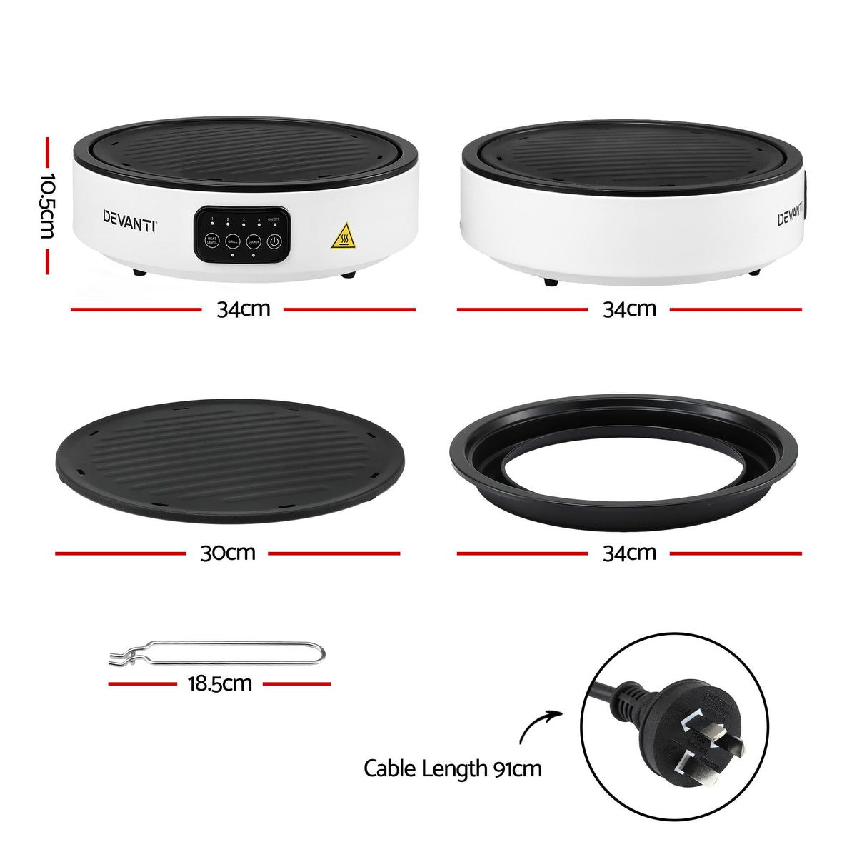 Ceramic Cooktop Electric Hot Plate Countertop Grill Cooker White