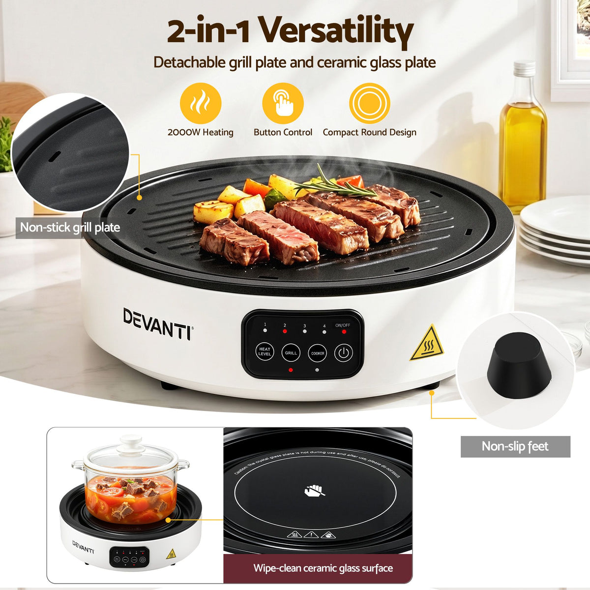 Ceramic Cooktop Electric Hot Plate Countertop Grill Cooker White