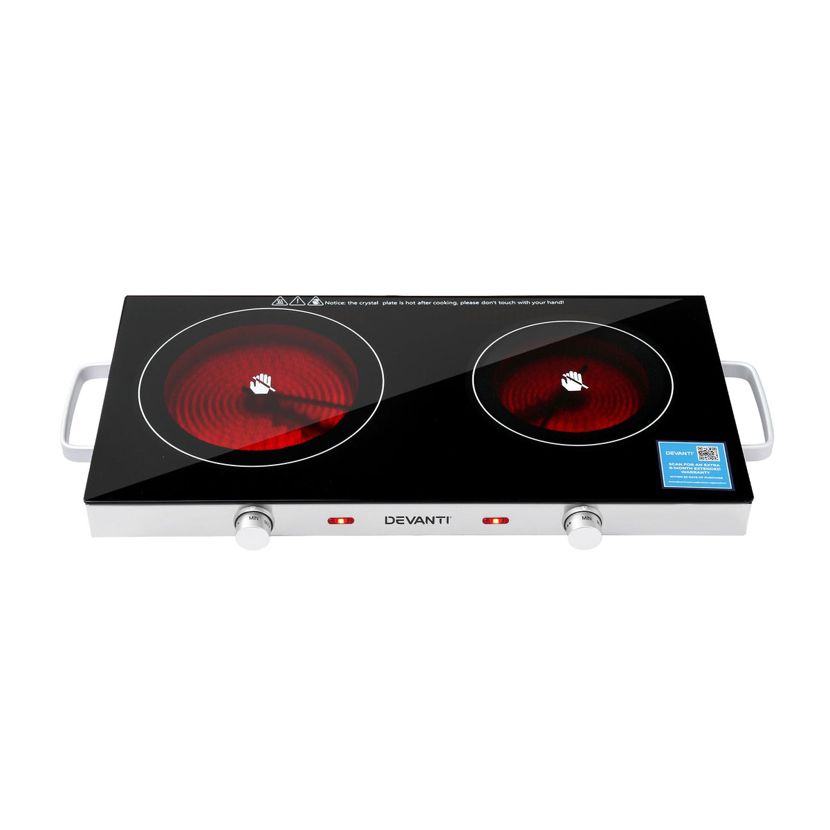 Portable Ceramic Cooktop Dual Burner Electric Hot Plate 2800W Black