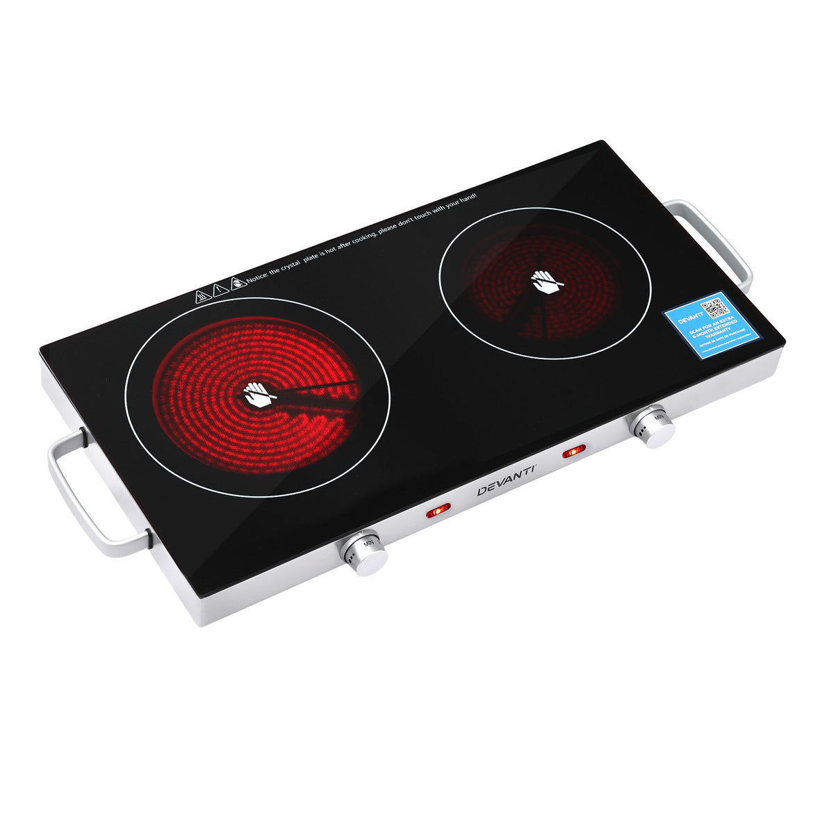 Portable Ceramic Cooktop Dual Burner Electric Hot Plate 2800W Black