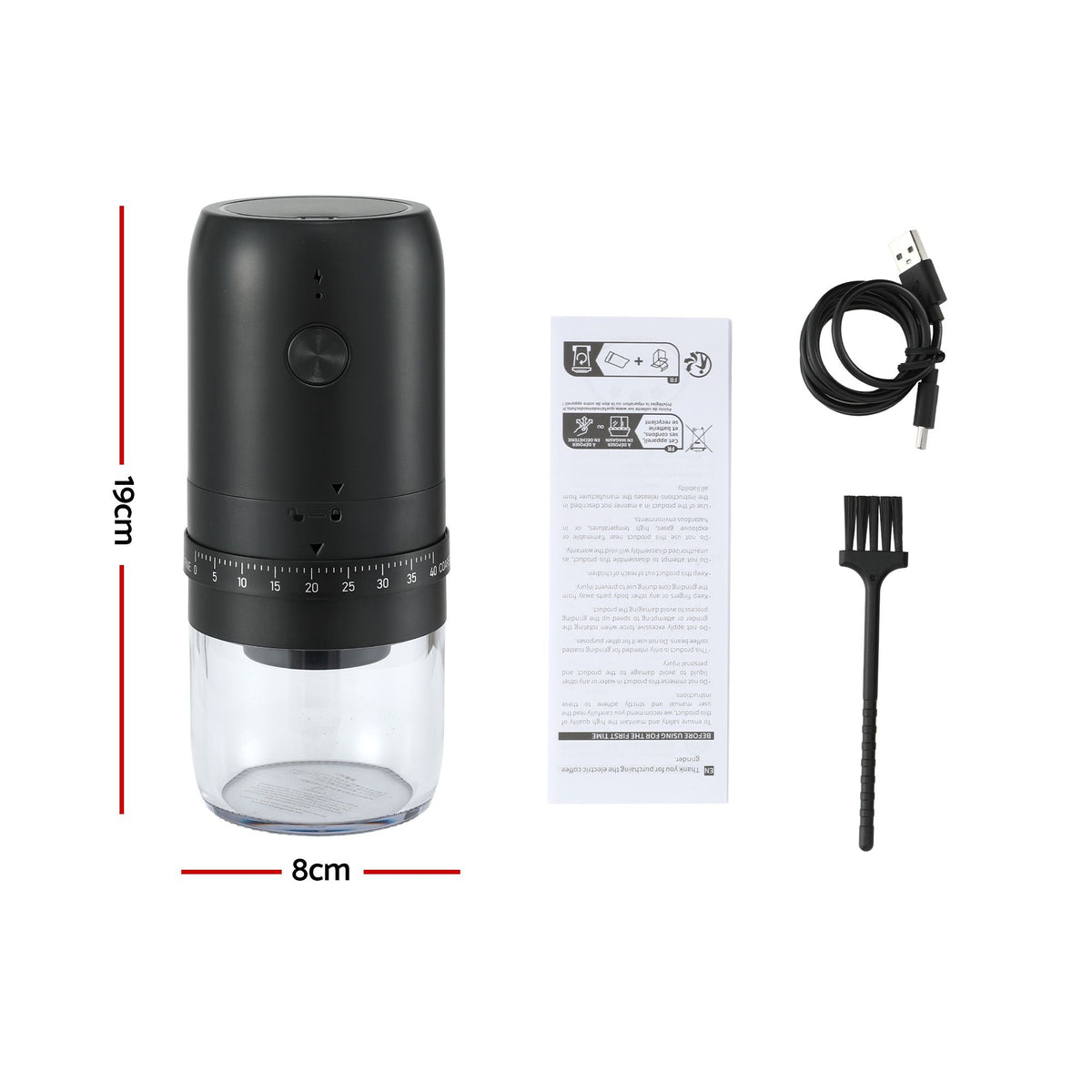 Electric Coffee Grinder USB-C Rechargeable Portable Coffee Bean Grinder with 40 Precise