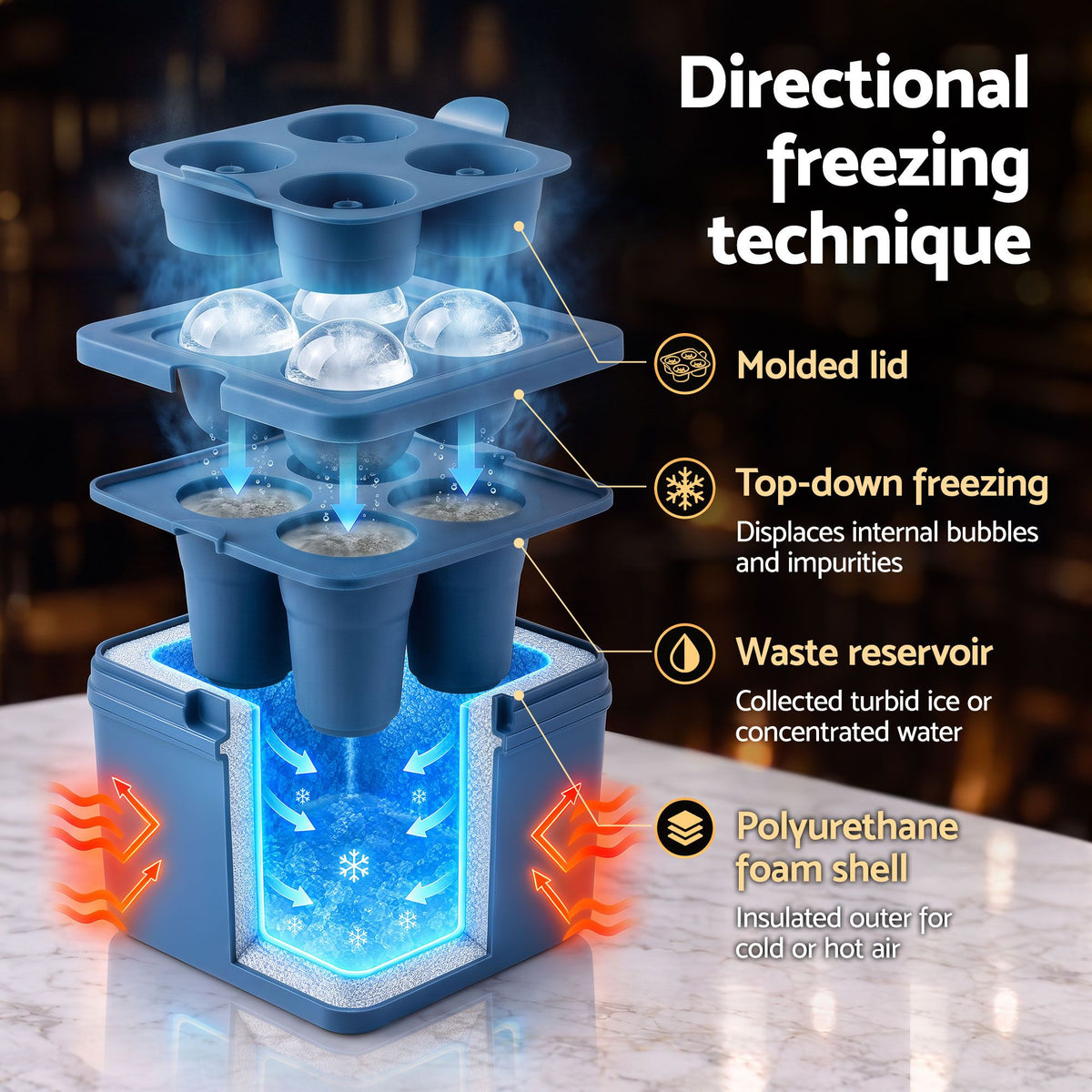 5cm Clear Ice Mold Large Sphere Ice Ball Tray for Whiskey