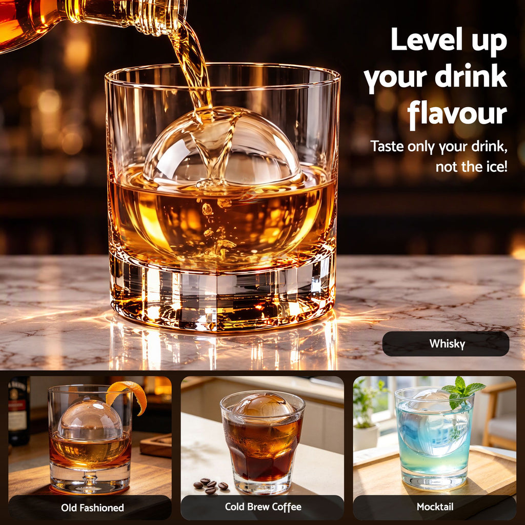 5cm Clear Ice Mold Large Sphere Ice Ball Tray for Whiskey