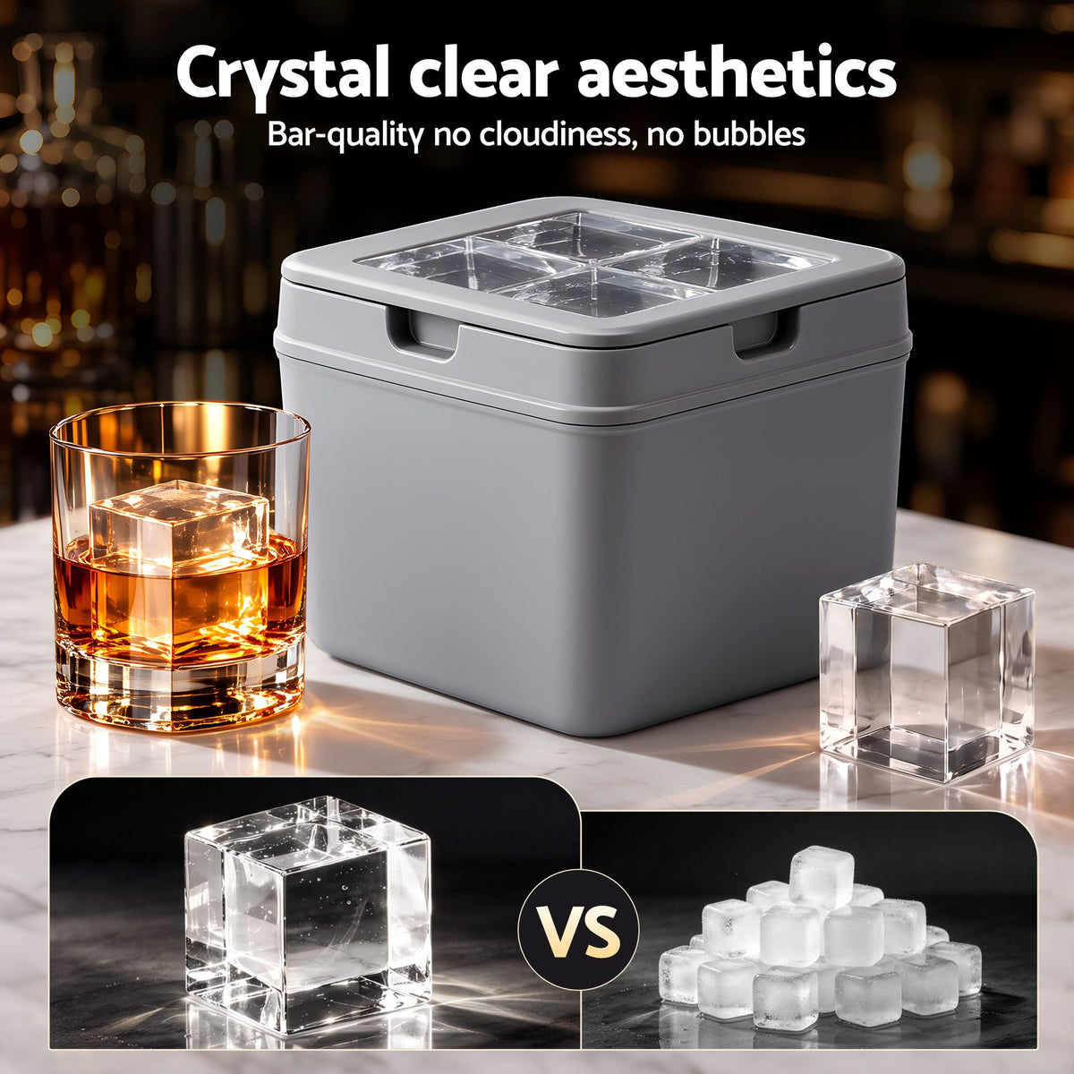 5cm Clear Ice Mold Whiskey Large Square Ice Cube Tray