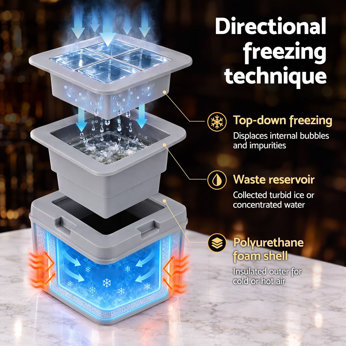 5cm Clear Ice Mold Whiskey Large Square Ice Cube Tray