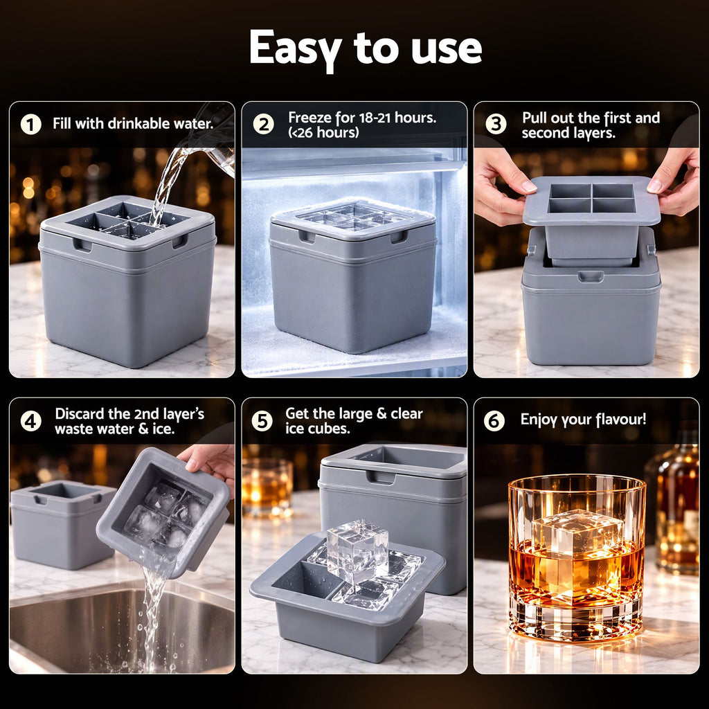 5cm Clear Ice Mold Whiskey Large Square Ice Cube Tray