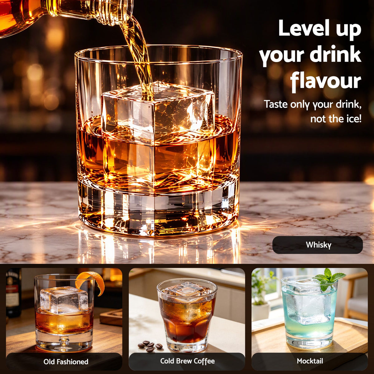 5cm Clear Ice Mold Whiskey Large Square Ice Cube Tray