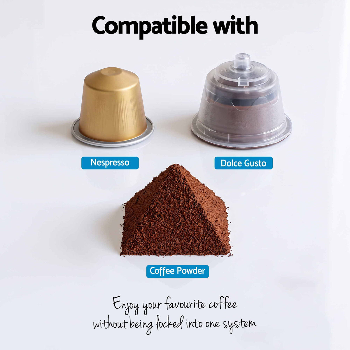 Capsule Coffee Pod Machine with Milk Frother, Black