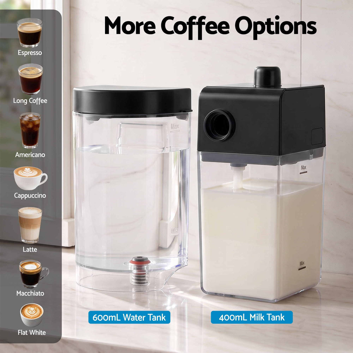 Capsule Coffee Pod Machine with Milk Frother, Black