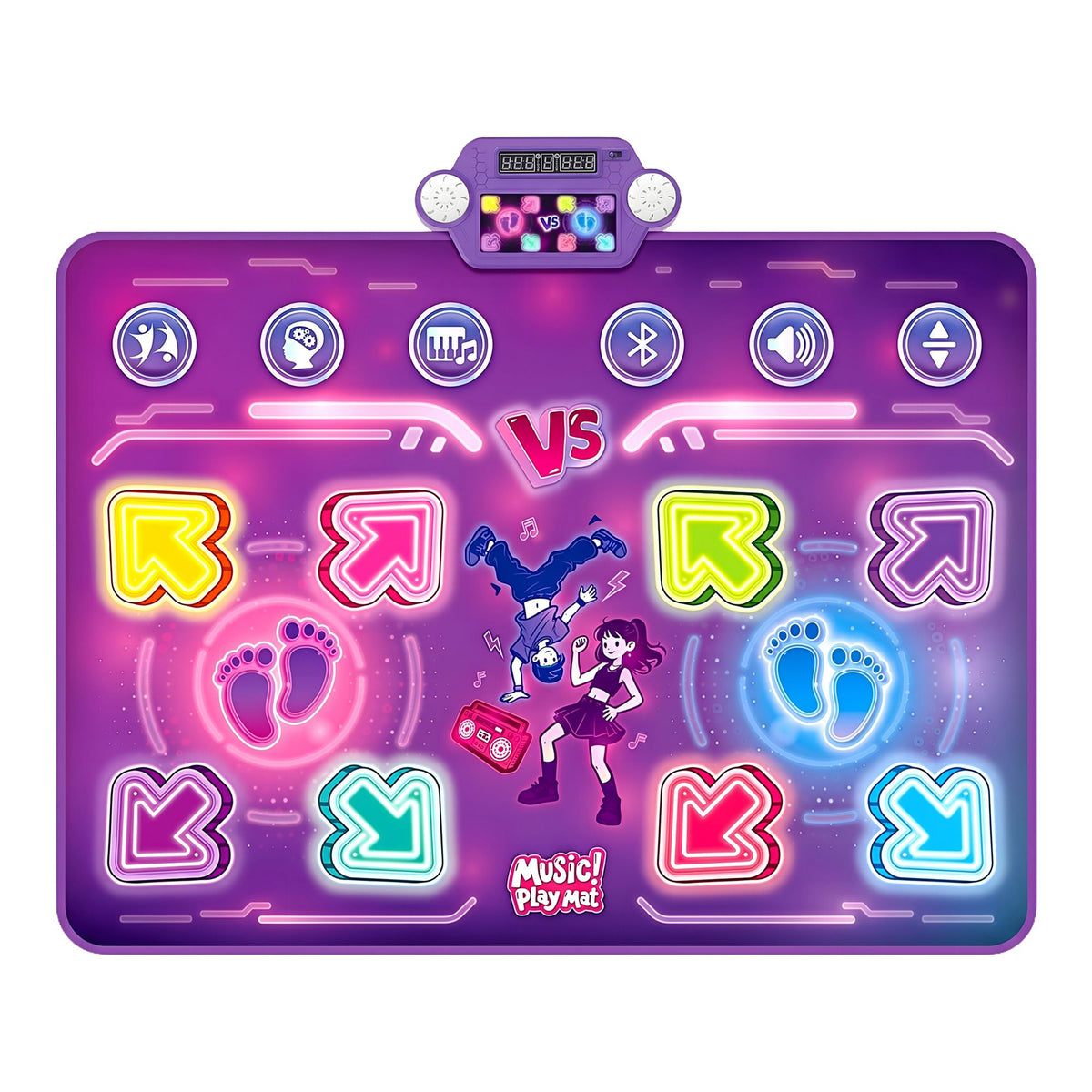 Double Player Dance Mat for Kid Rechargeable Electronic Dance Game Pad with Bluetooth, 4