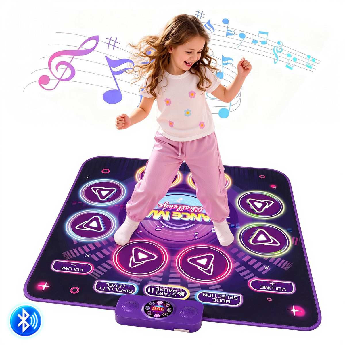 Dance Mat Toy for Kids Age 3-12 Electronic Dance Pad with Bluetooth 4 Game Modes Purple