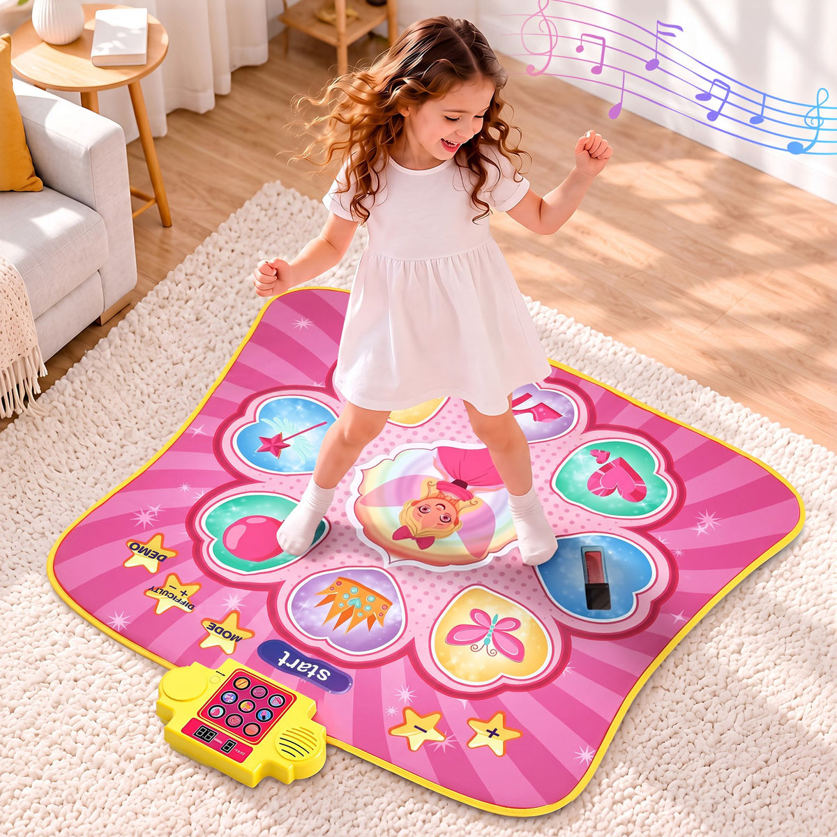 Dance Mat for Kids Age 3-12 Electronic Dance Game Pad Toy with 3 Game Modes, Pink