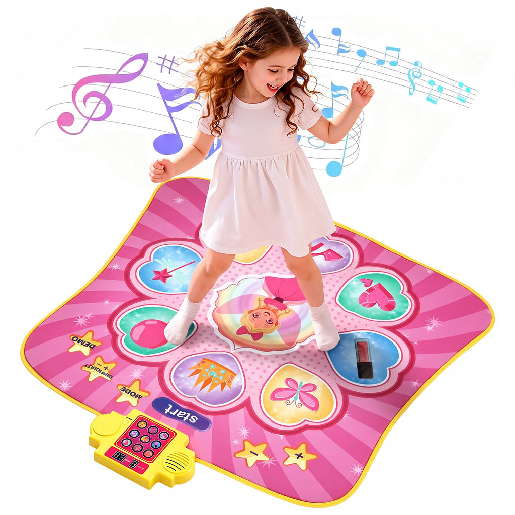 Dance Mat for Kids Age 3-12 Electronic Dance Game Pad Toy with 3 Game Modes, Pink