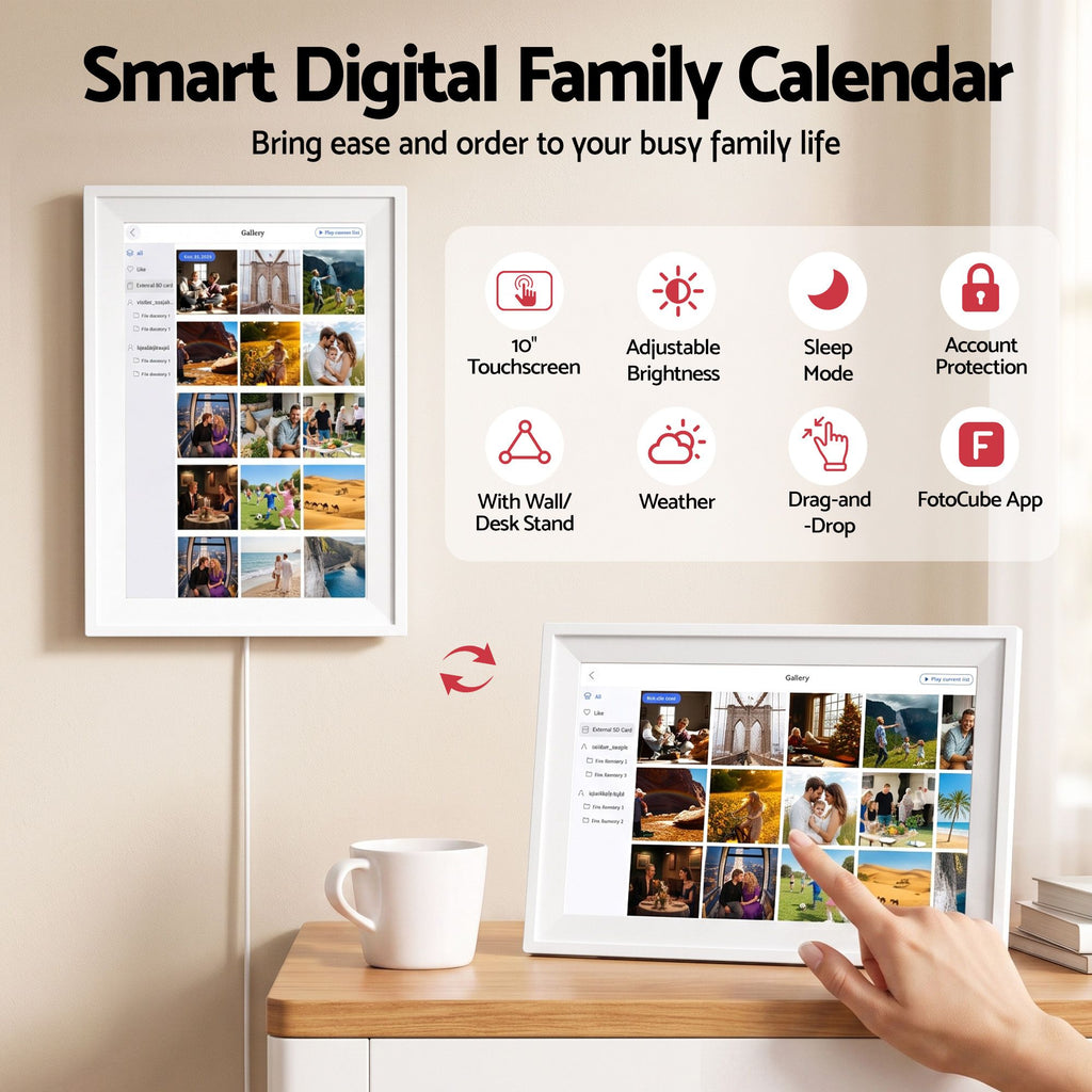10" Digital Calendar Planner Smart Photo Frame Family Chore Chart & Sync