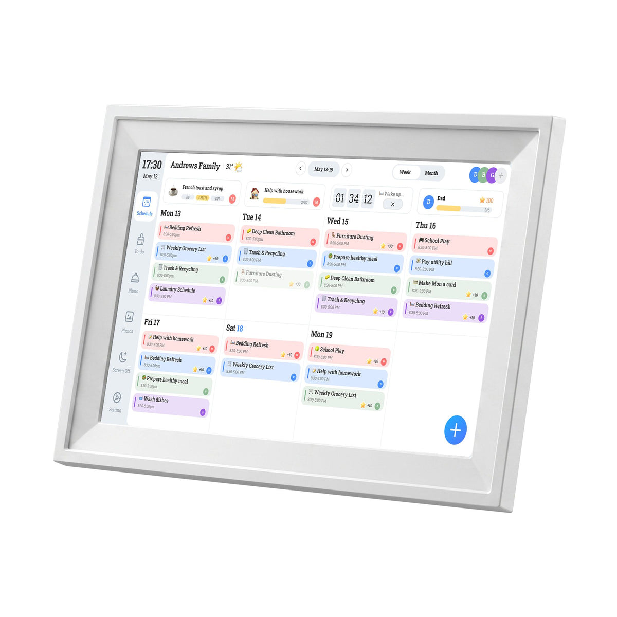 10" Digital Calendar Planner Smart Photo Frame Family Chore Chart & Sync