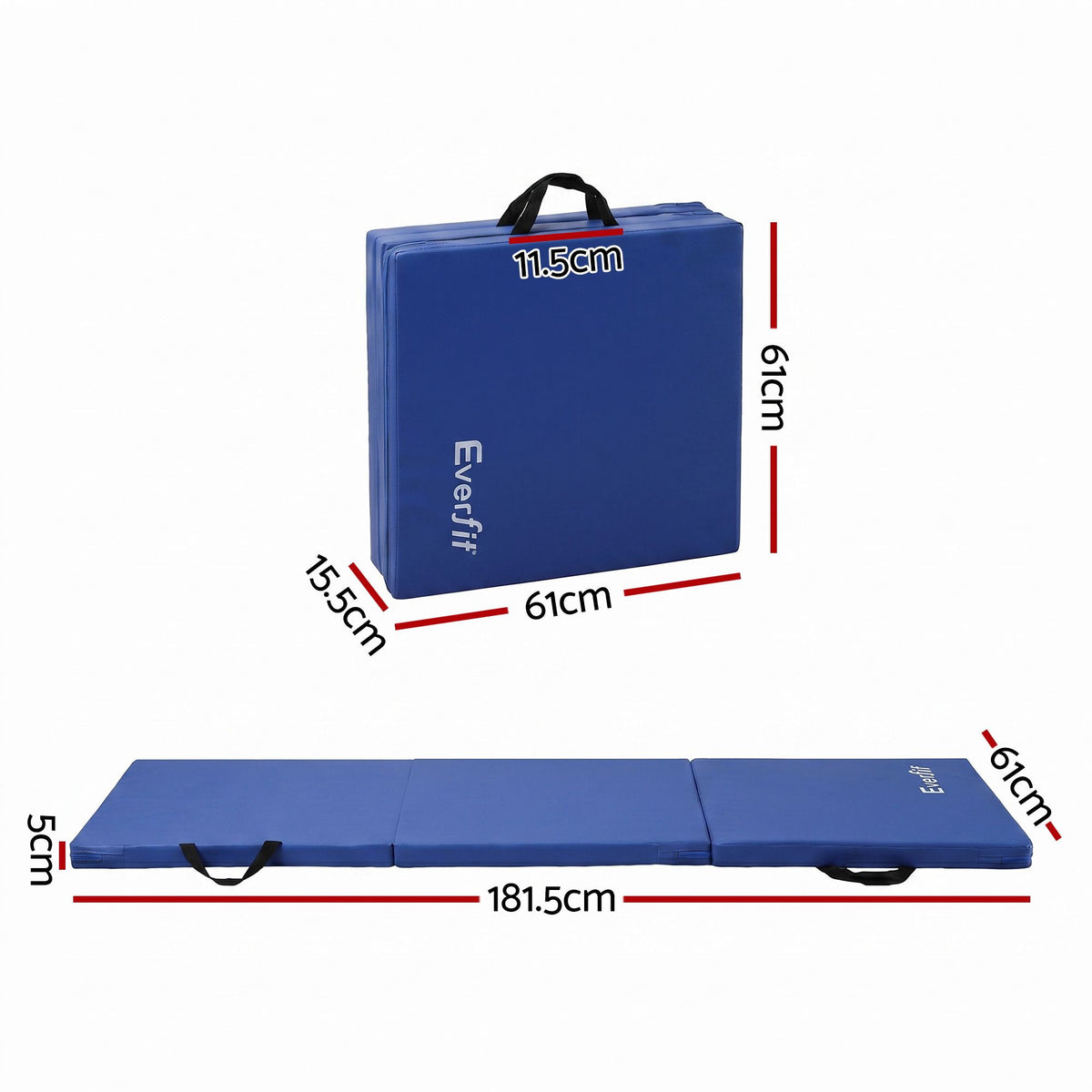 180x60cm Gymnastics Mats Folding Exercise Floor Mat Portable 3 Fold Tumbling Mat Blue