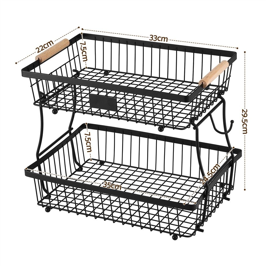 2 Tier Fruit Basket Bowl Detachable Kitchen Food Storage Stand