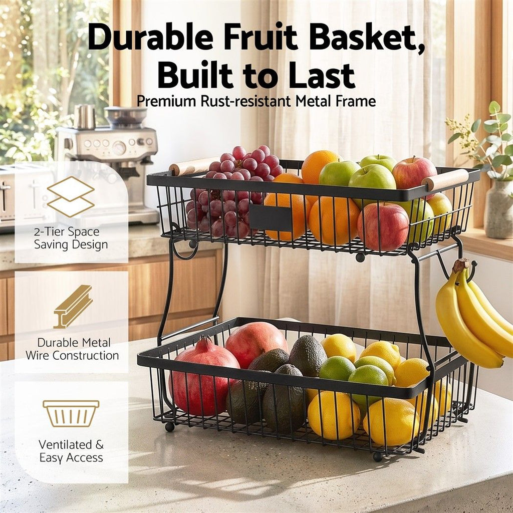 2 Tier Fruit Basket Bowl Detachable Kitchen Food Storage Stand