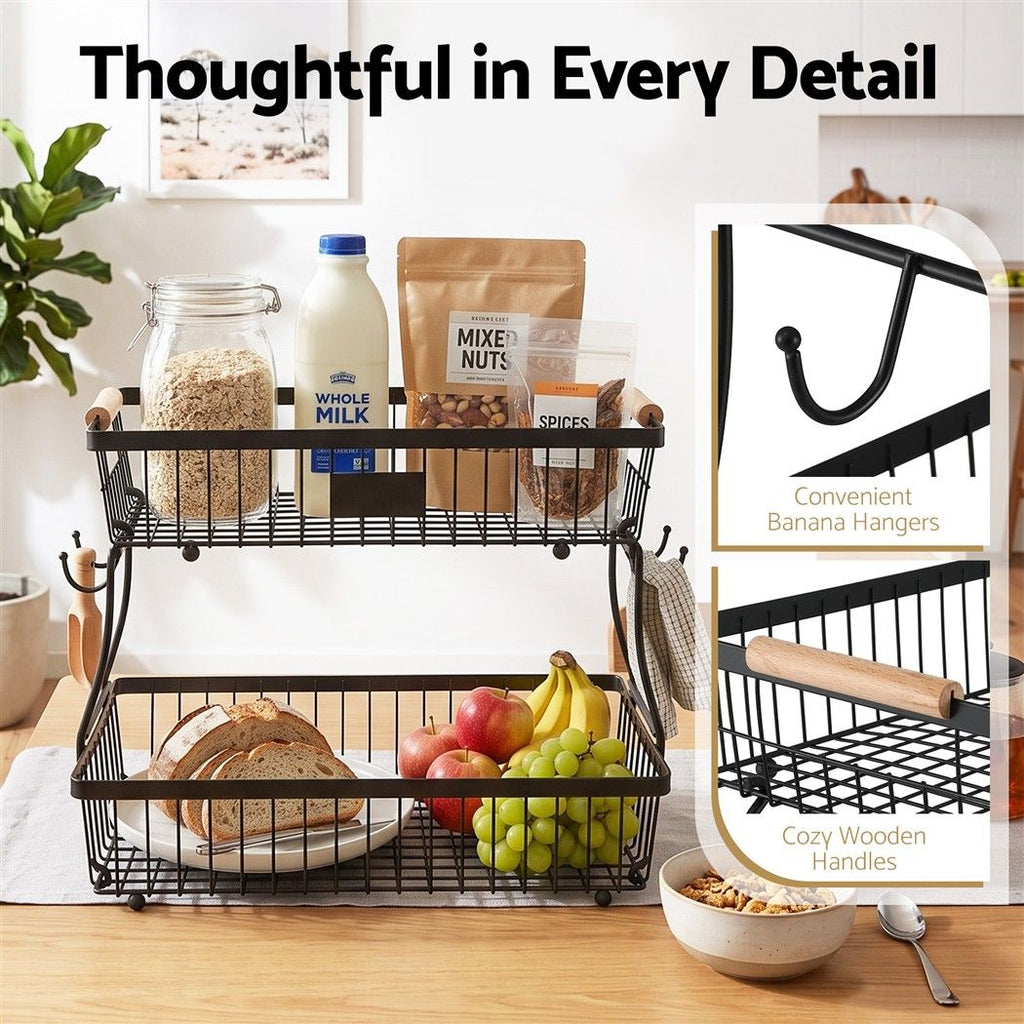 2 Tier Fruit Basket Bowl Detachable Kitchen Food Storage Stand
